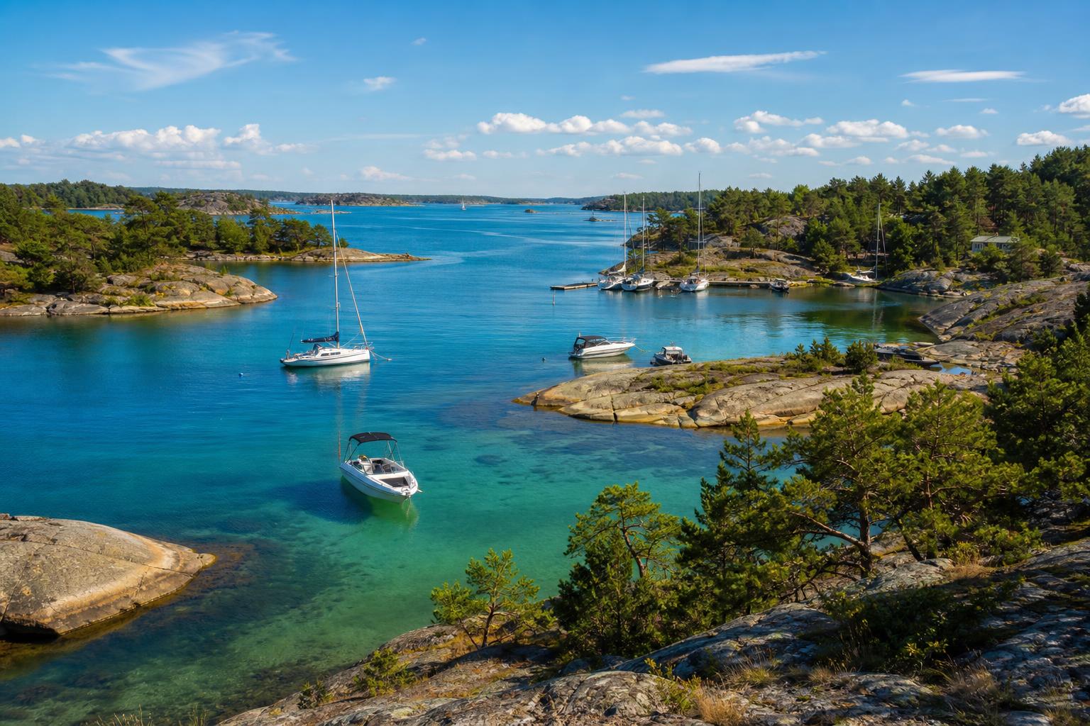 Svensk skärgård i sommarljus